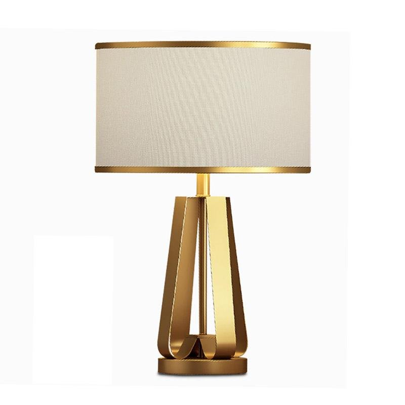 22" Golden Faux Silk Brass Geometric Lamp