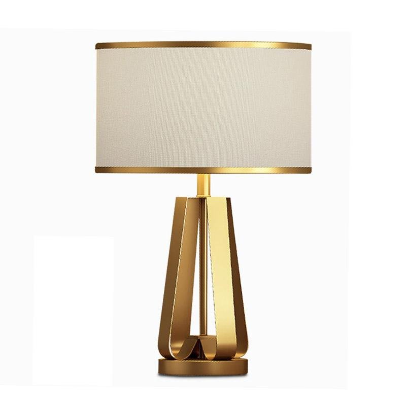 22" Golden Faux Silk Brass Geometric Lamp