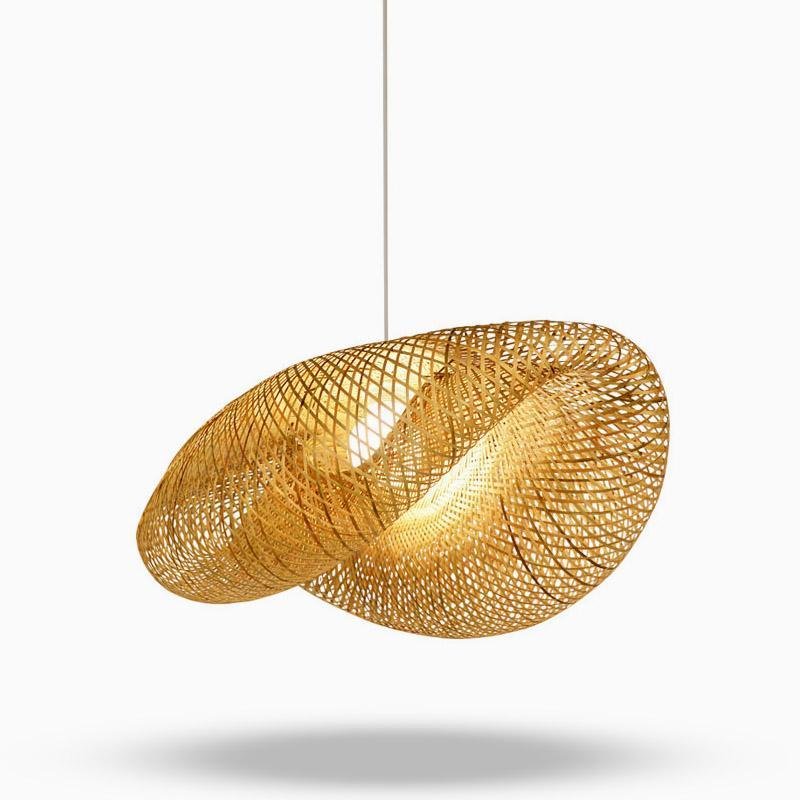 24" Modern Farmhouse Curved Bamboo Pendant