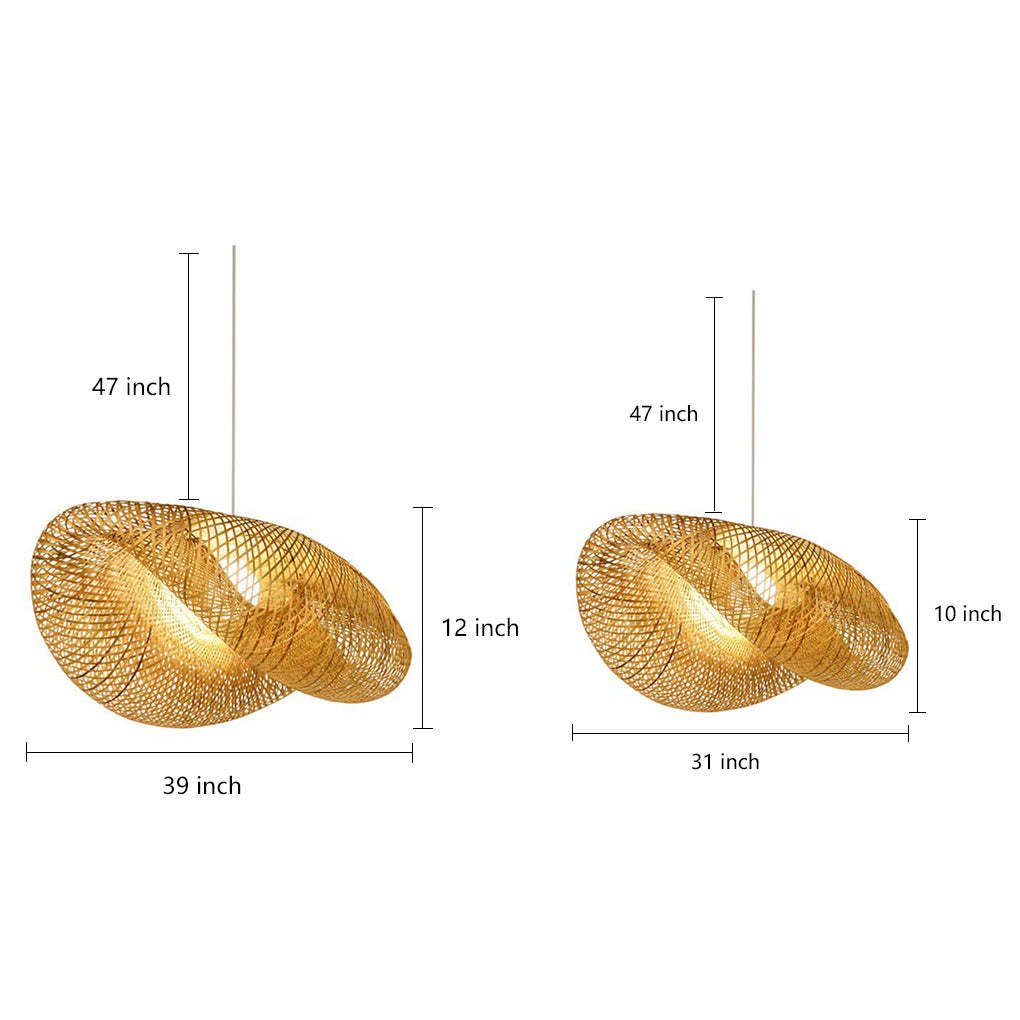 24" Modern Farmhouse Curved Bamboo Pendant