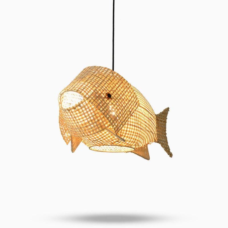 26" Farmhouse Fish-Shaped Bamboo Pendant