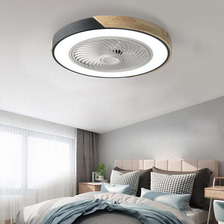 Round Square Integrated LED Bladeless Ceiling Fan Light with Remote Control-Lighom