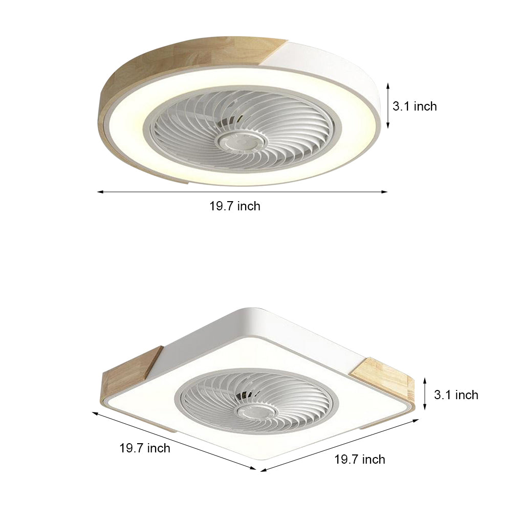 Round Square Integrated LED Bladeless Ceiling Fan Light with Remote Control-Lighom