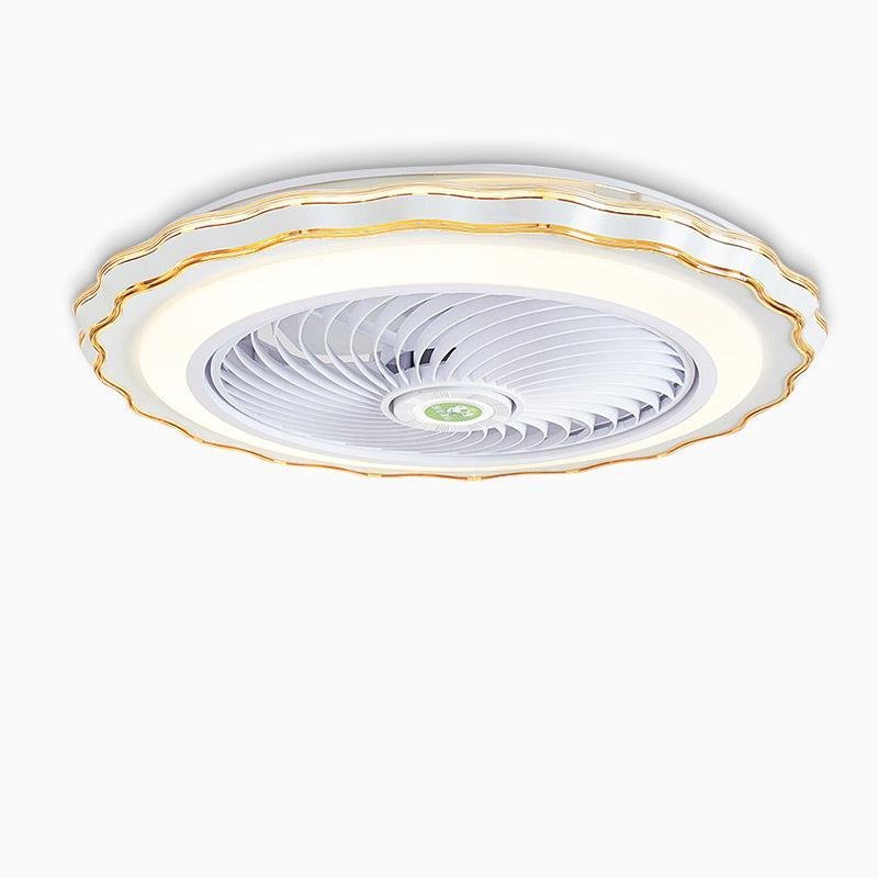 Gold White Crown Modern Bladeless Ceiling Fan with Remote