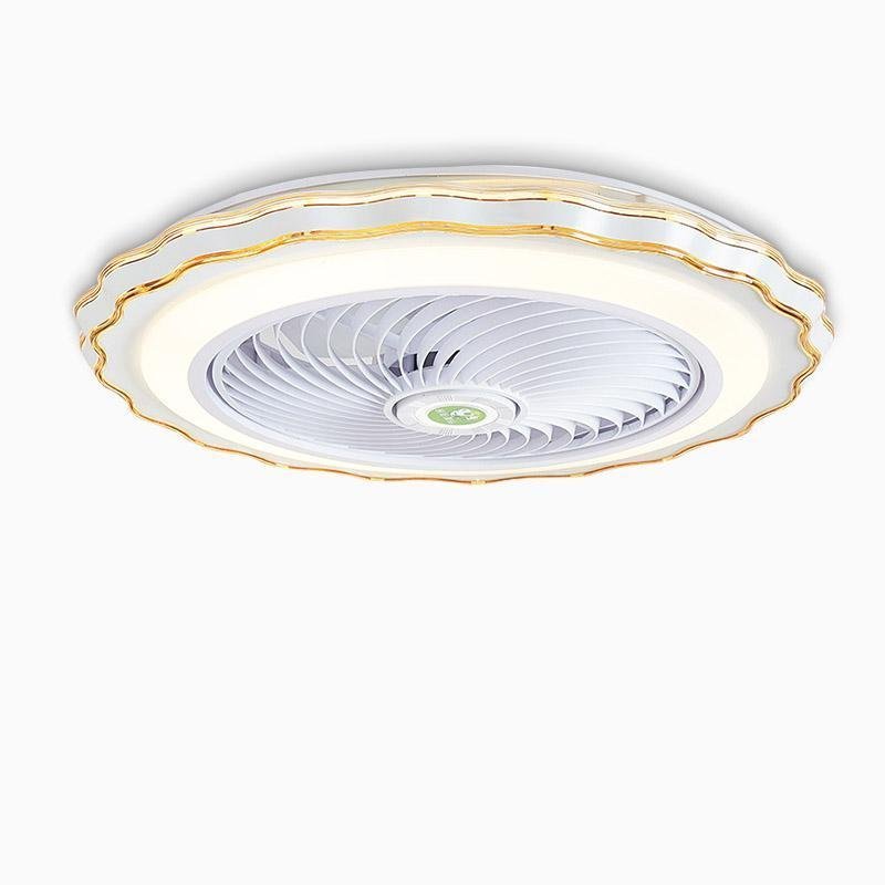 Gold White Crown Modern Bladeless Ceiling Fan with Remote