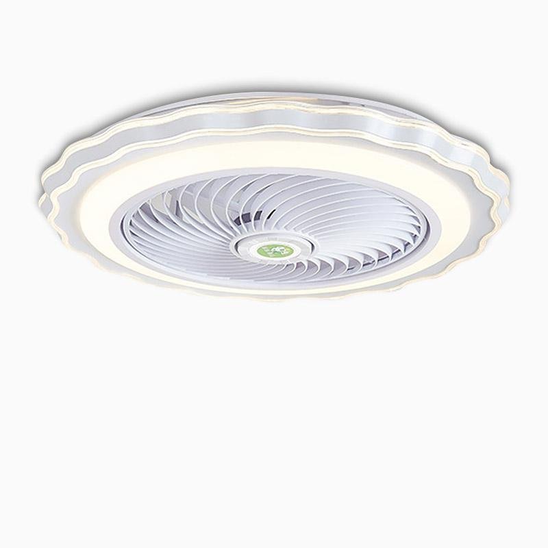 Gold White Crown Modern Bladeless Ceiling Fan with Remote