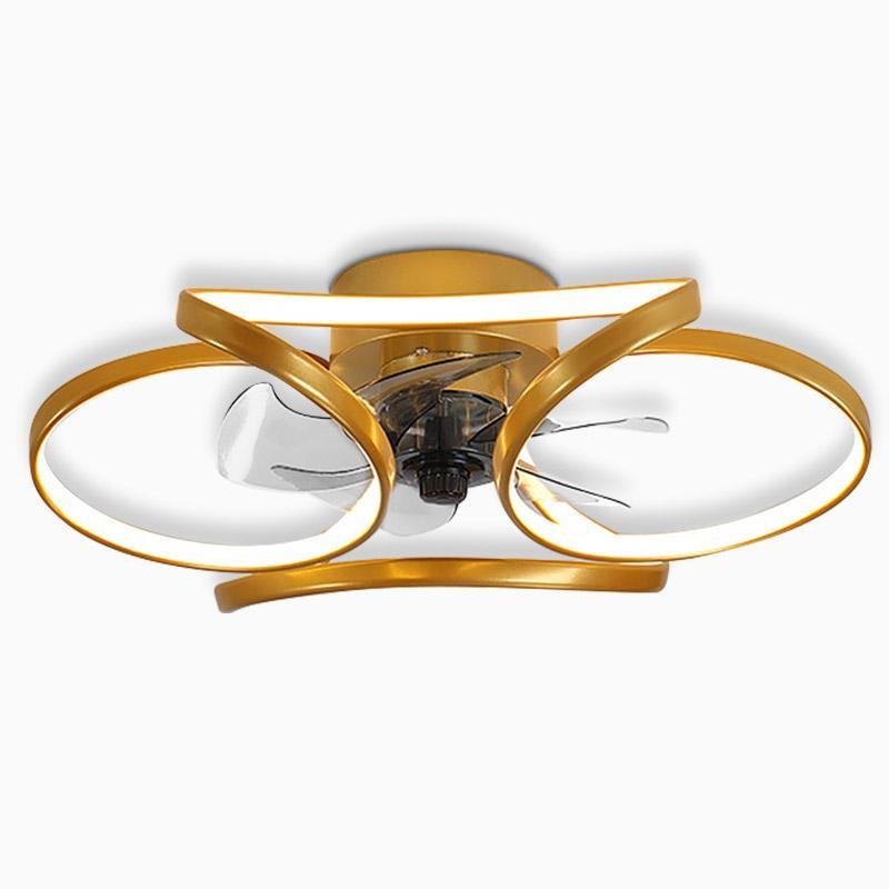 Flower LED Modern Flush Mount Ceiling Fan Lights with Remote Control-Lighom