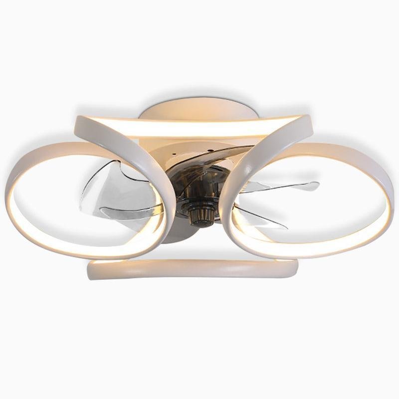 Flower LED Modern Flush Mount Ceiling Fan Lights with Remote Control-Lighom