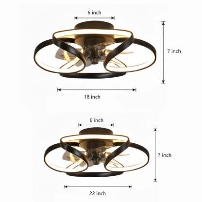 Flower LED Modern Flush Mount Ceiling Fan Lights with Remote Control-Lighom