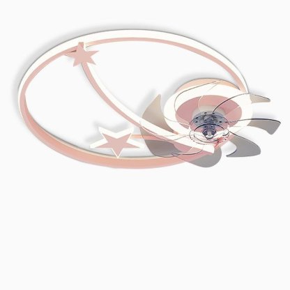 Circle Star Shaped Flush Mount Baby Kids Ceiling Fans with Lights and Remote-Lighom