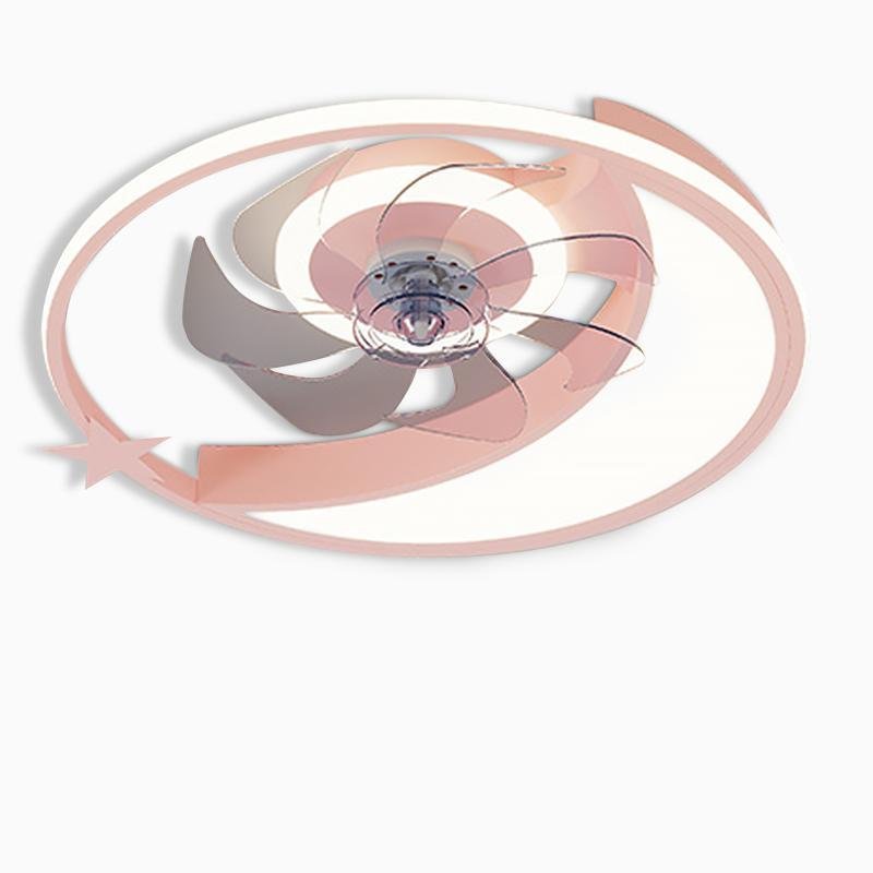 Circle Star Shaped Flush Mount Baby Kids Ceiling Fans with Lights and Remote-Lighom