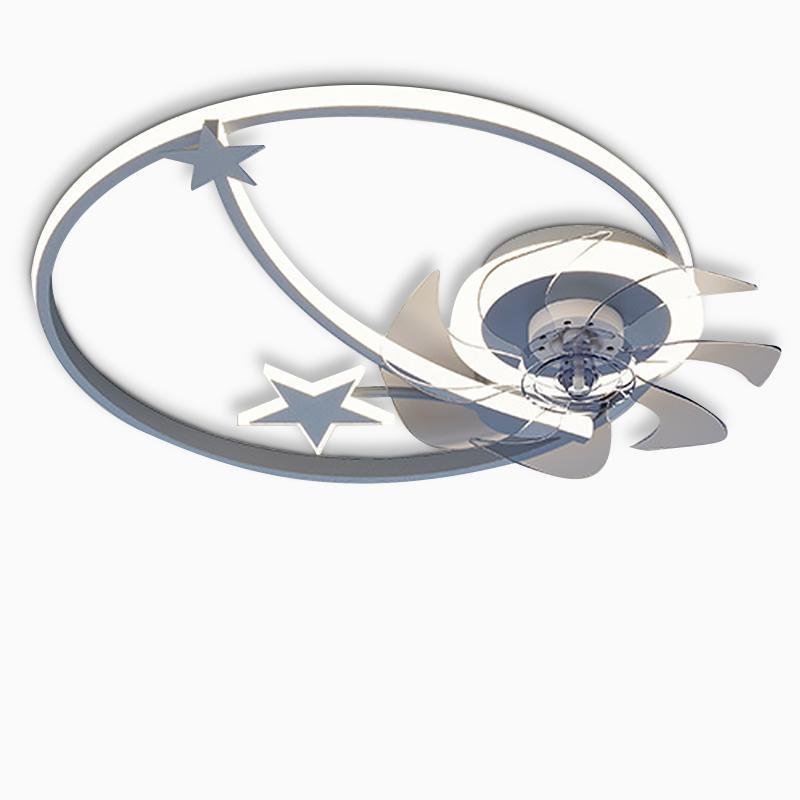 Circle Star Shaped Flush Mount Baby Kids Ceiling Fans with Lights and Remote-Lighom