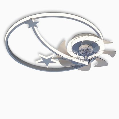 Circle Star Shaped Flush Mount Baby Kids Ceiling Fans with Lights and Remote-Lighom