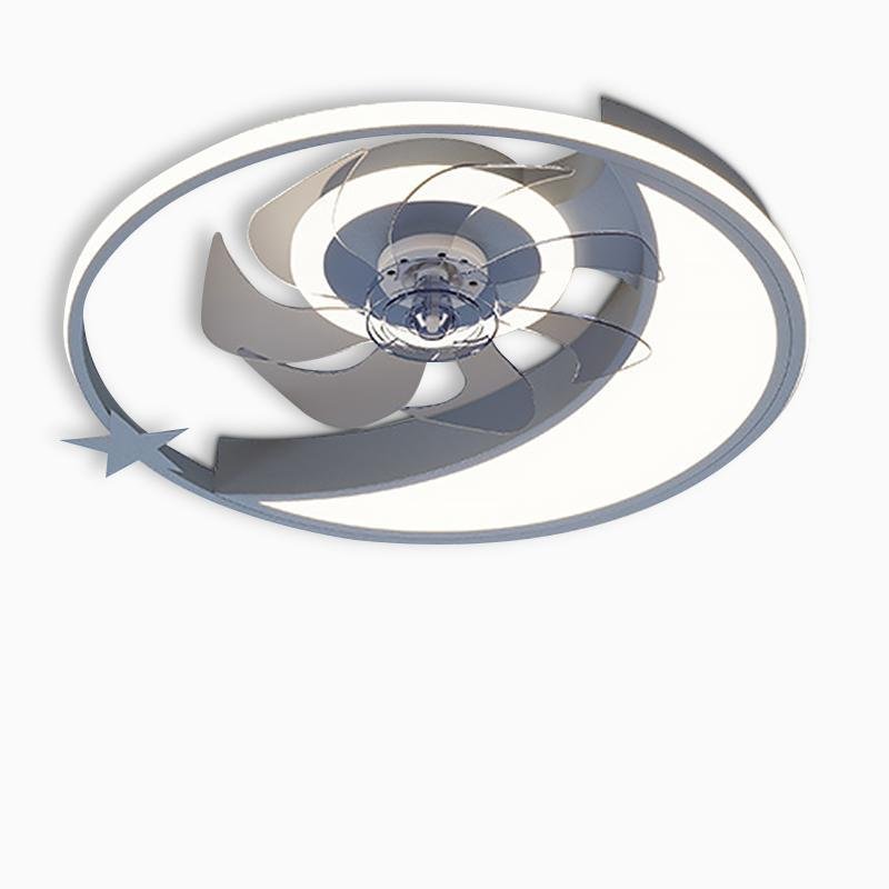 Circle Star Shaped Flush Mount Baby Kids Ceiling Fans with Lights and Remote-Lighom
