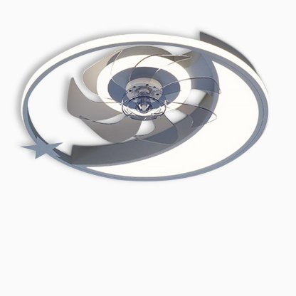 Circle Star Shaped Flush Mount Baby Kids Ceiling Fans with Lights and Remote-Lighom