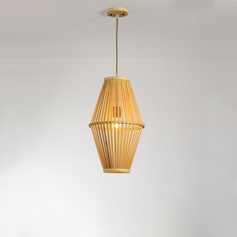 Circular Diamond Open Farmhouse Bamboo Pendant Light