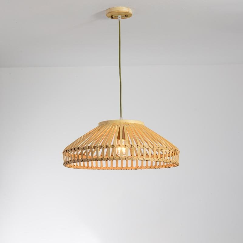 Circular Diamond Open Farmhouse Bamboo Pendant Light
