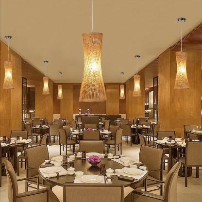 Cage-shaped Rustic Pendant Lighting Natural Bamboo Pendant Lighting Hanging-Lighom