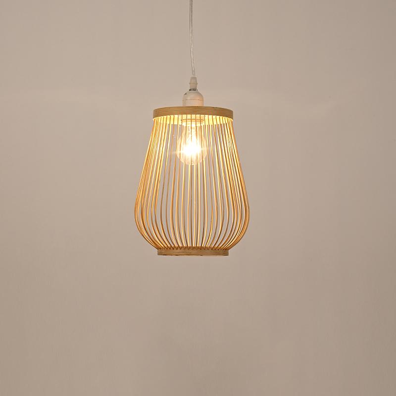 Cage-shaped Rustic Pendant Lighting Natural Bamboo Pendant Lighting Hanging-Lighom