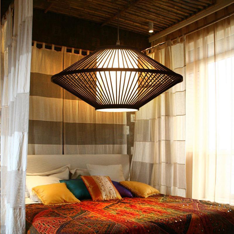 Circular Quasi-Pyramid Black Bamboo Pendant