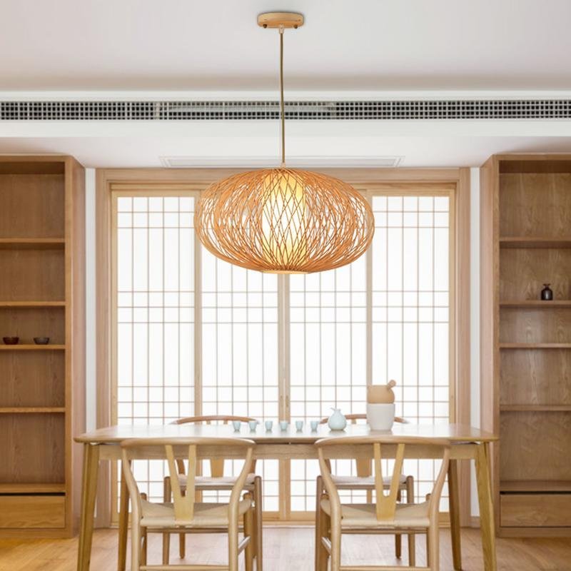 Candyfloss Oval Bamboo Woven Ceiling Pendant Light
