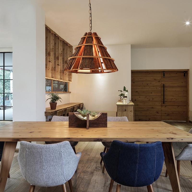 Cone Richly Colored Farmhouse Wood Pendant