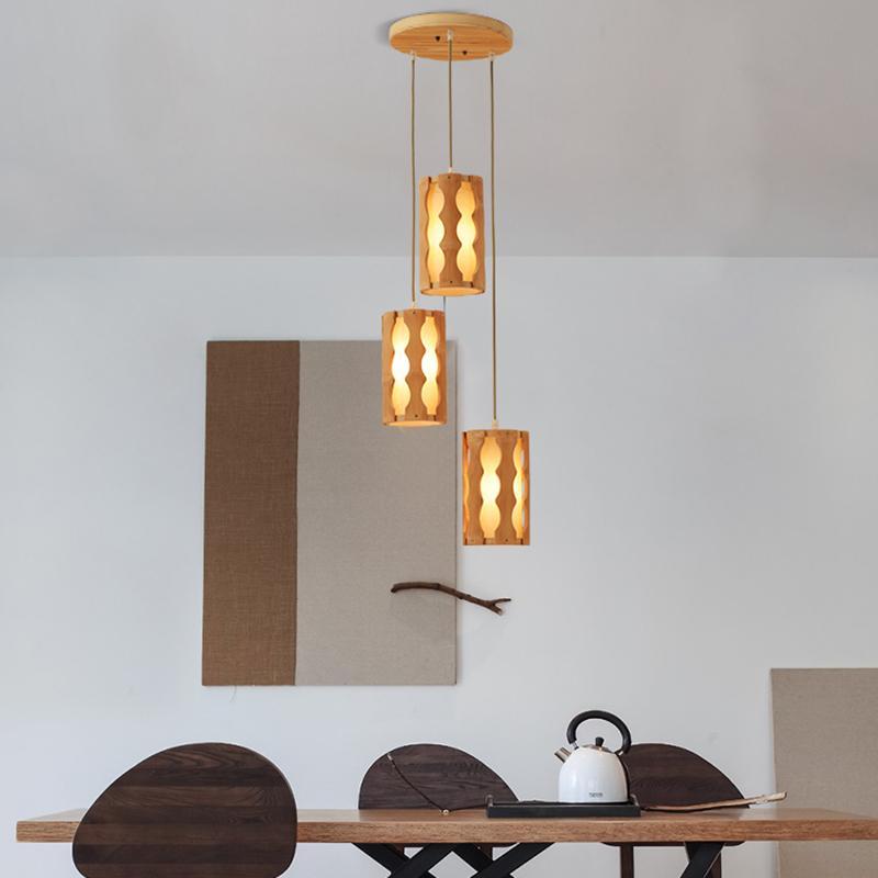 Well Constructed Bamboo Rustic Pendant Lighting With Squiggly Light Gaps-Lighom