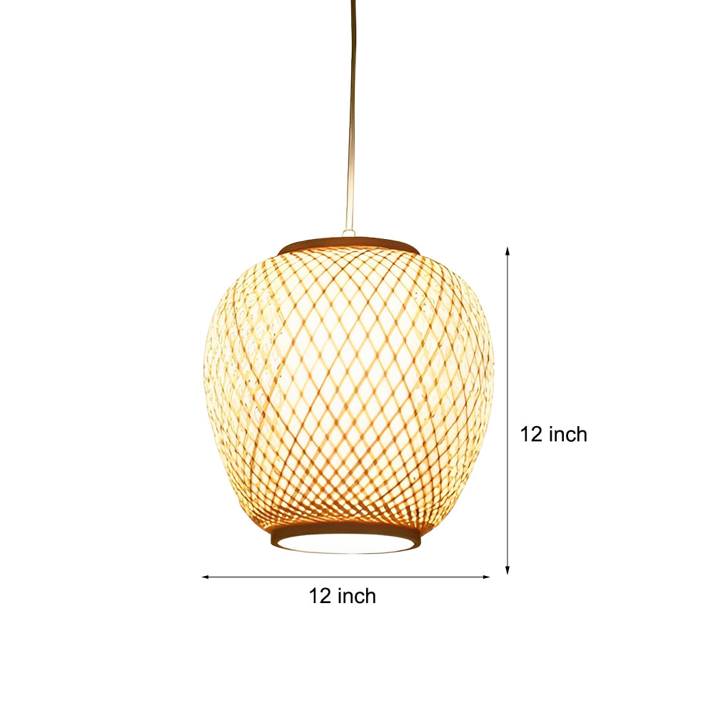 Farmhouse Curvy Oval Bamboo Dome Pendant