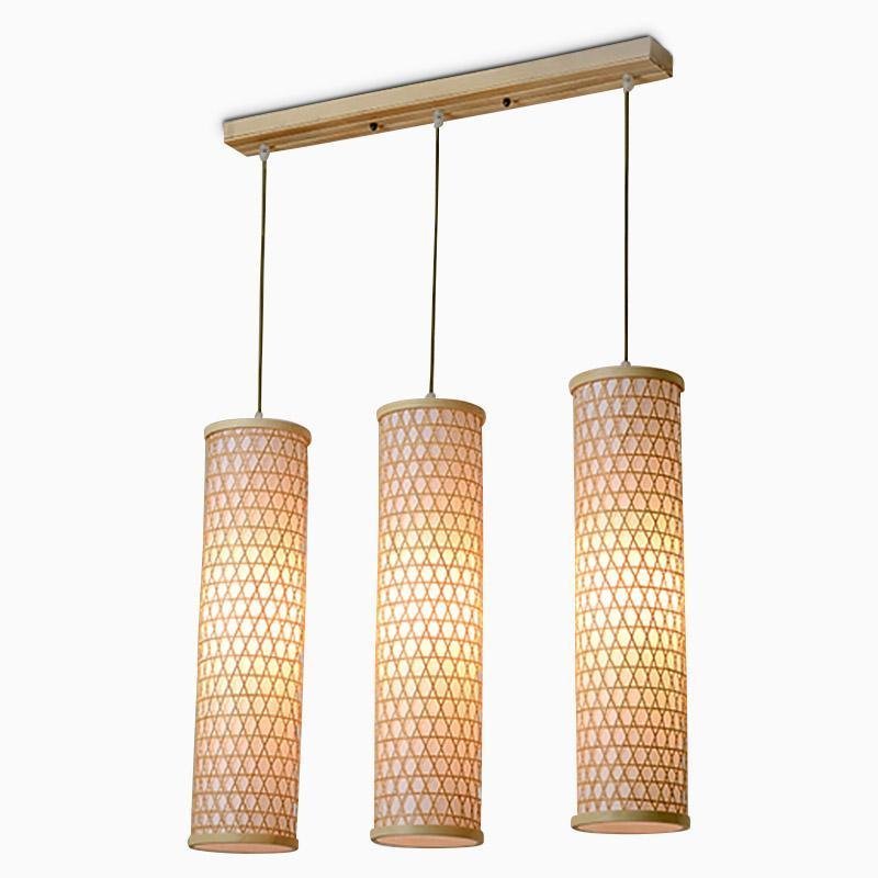30" Thin Cluster Cylinder Farmhouse Bamboo Pendant Light