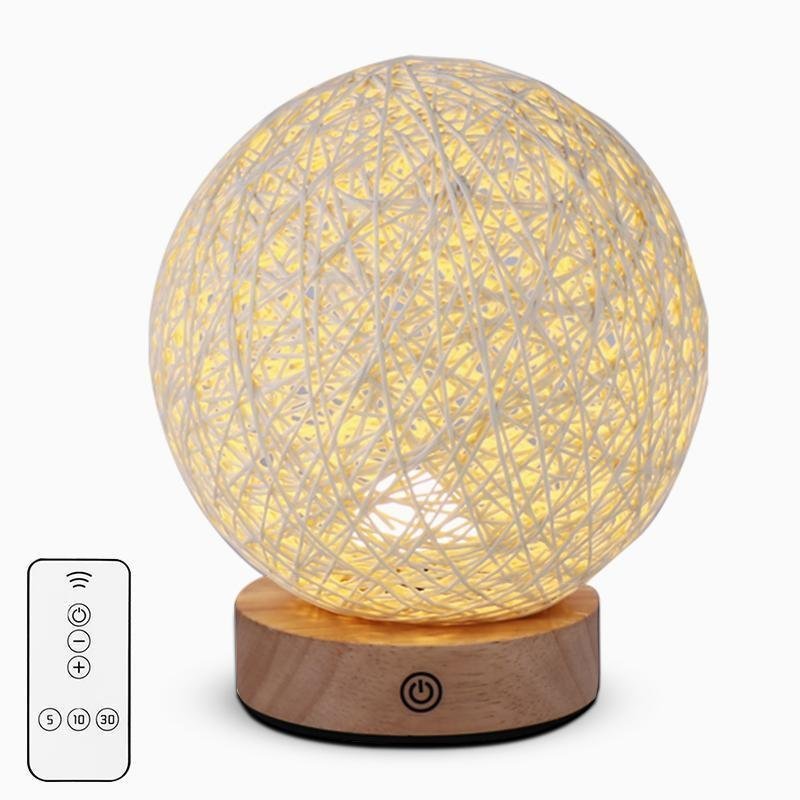 6" LED Natural Rattan Wicker Shade Lamp