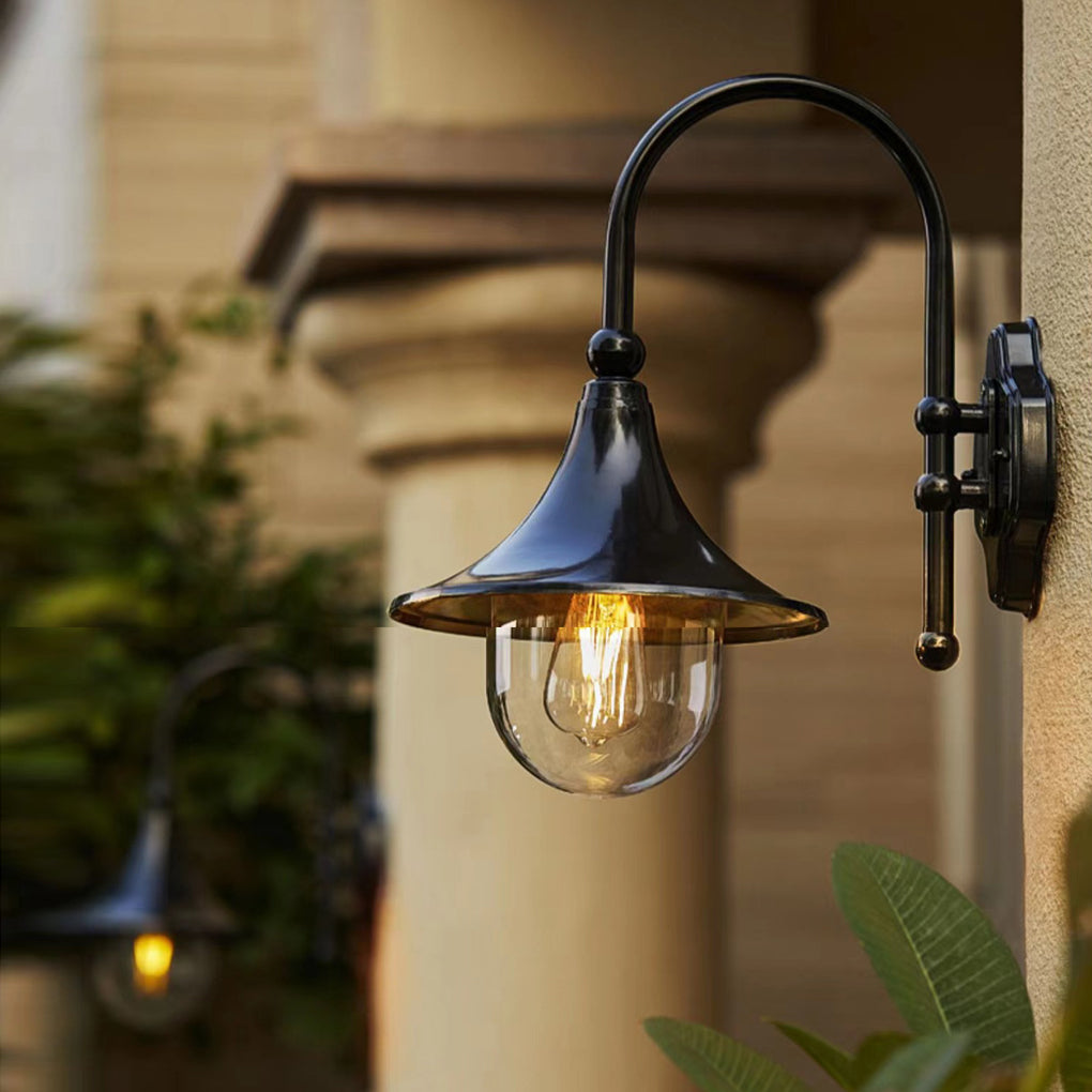 Trumpet Black Vintage LED Outdoor Wall Lamp