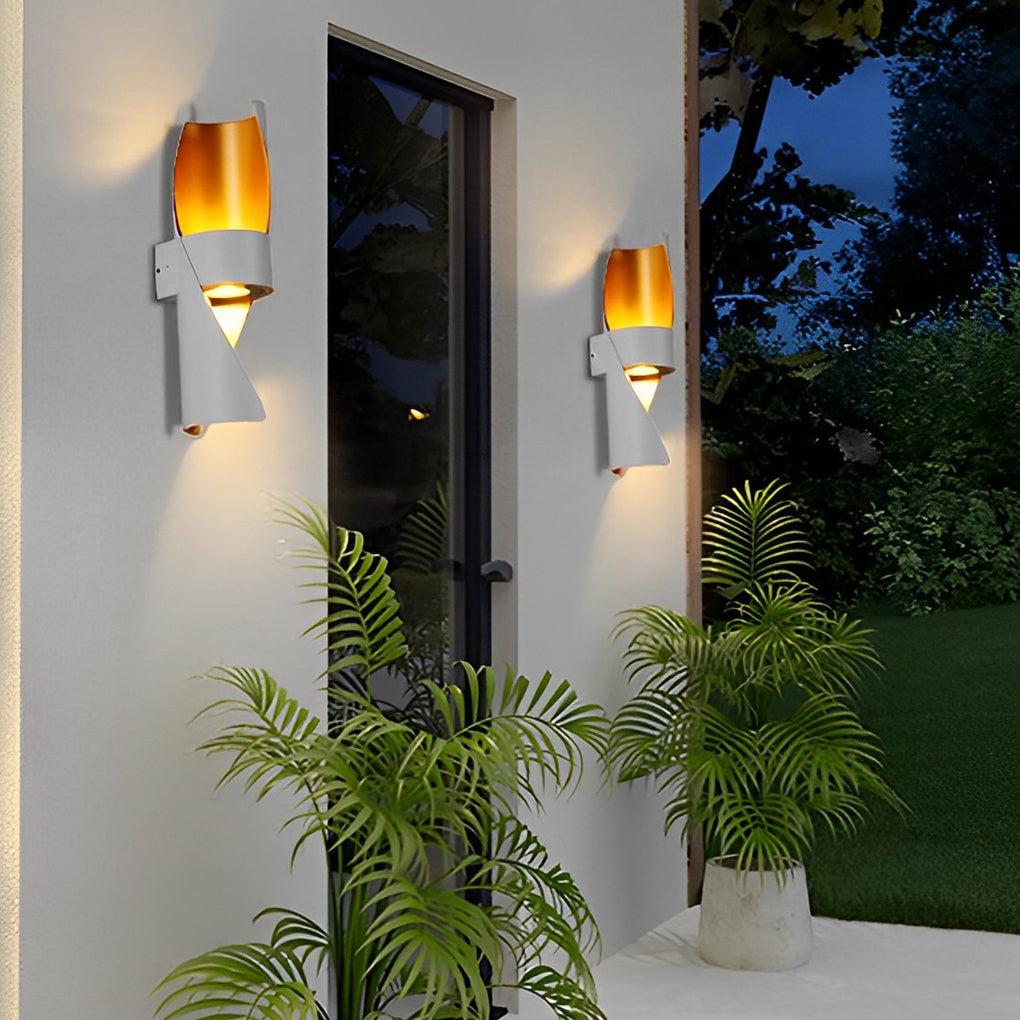 Spiral Exterior Up and Down Wall Lights Outdoor Wall Mounted Light with Gold Interior-Lighom