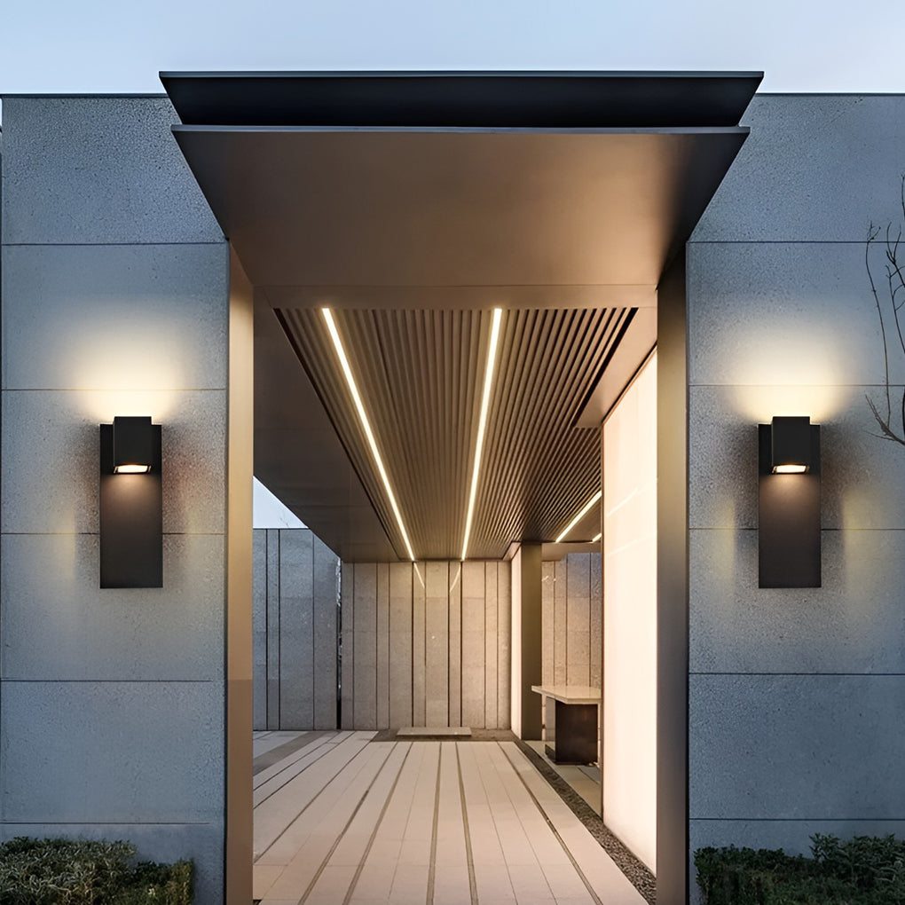 Square Waterproof LED Up and Down Lights Modern Outdoor Wall Lamp Wall Sconce Lighting-Lighom