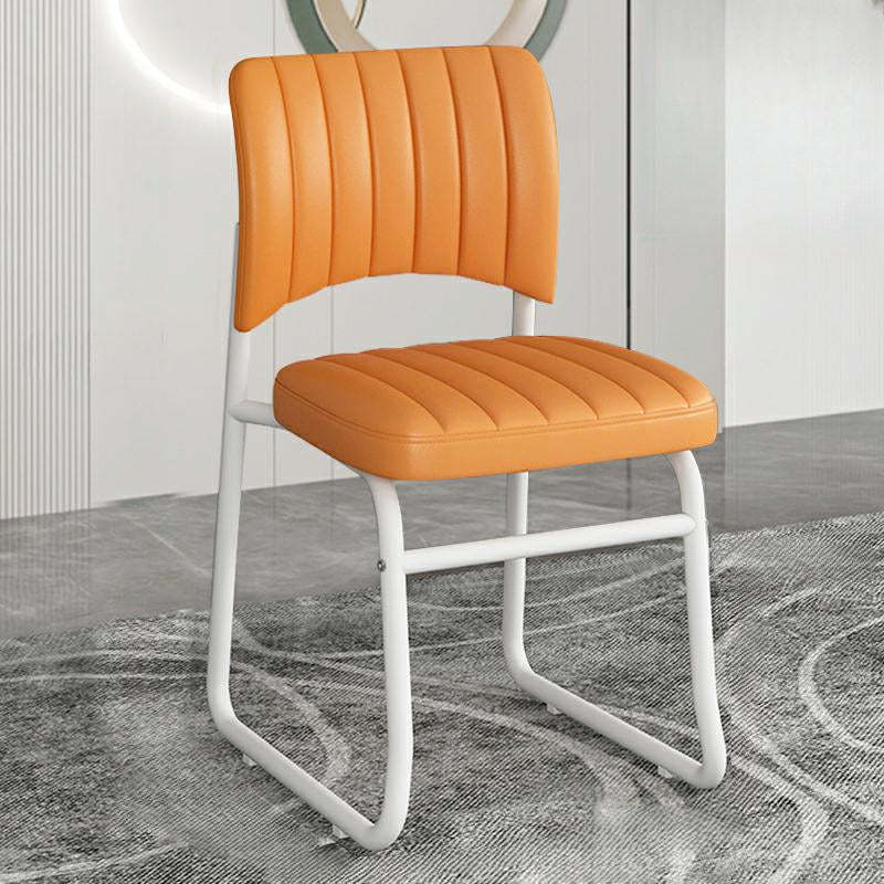 Upholstered Low Back Metal Dining Chair — Red / White
