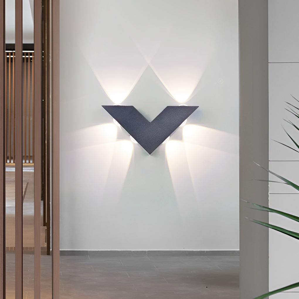 V-shaped Waterproof LED Black Modern Outdoor Wall Lamp Wall Washer Light-Lighom