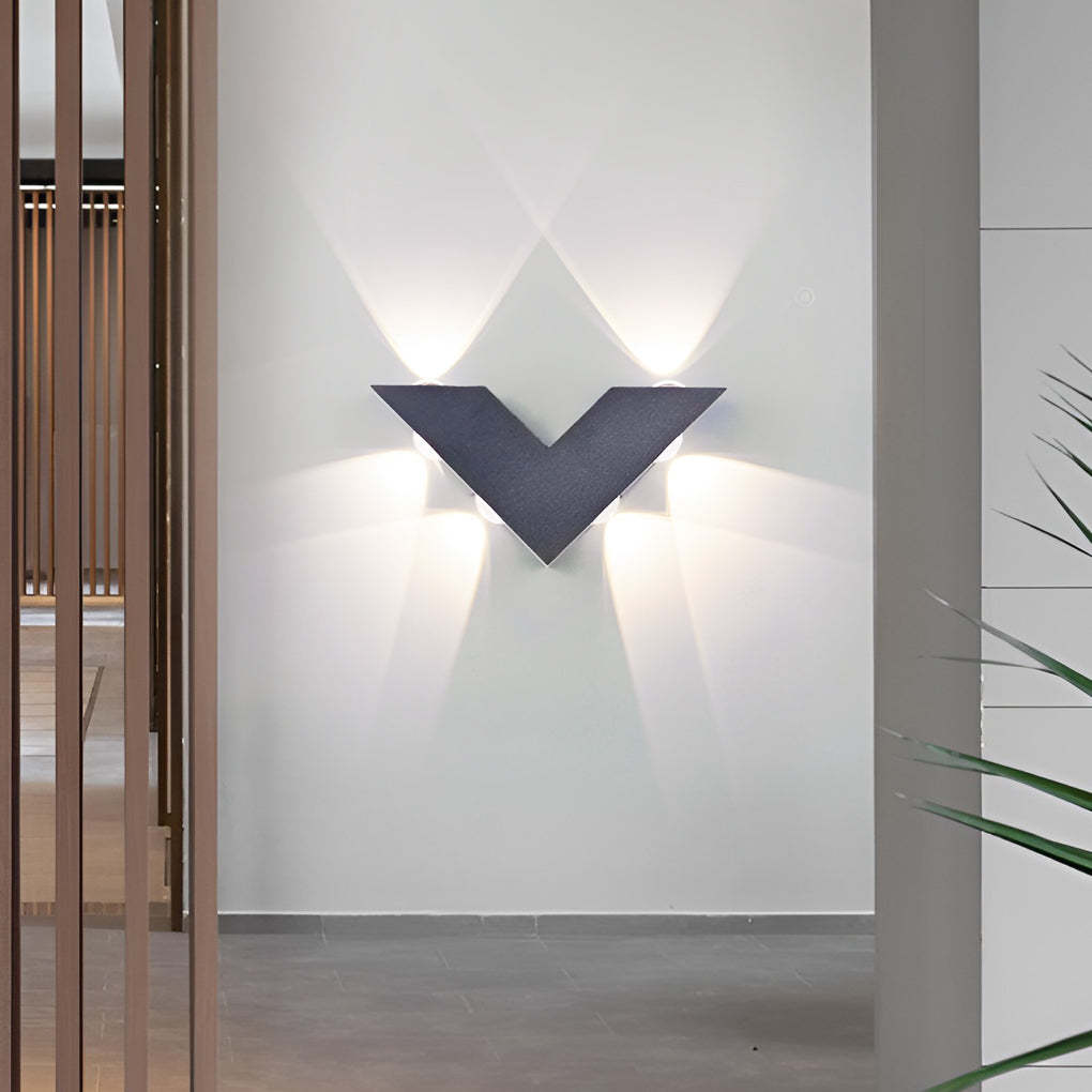 V-shaped Waterproof LED Black Modern Outdoor Wall Lamp Wall Washer Light-Lighom
