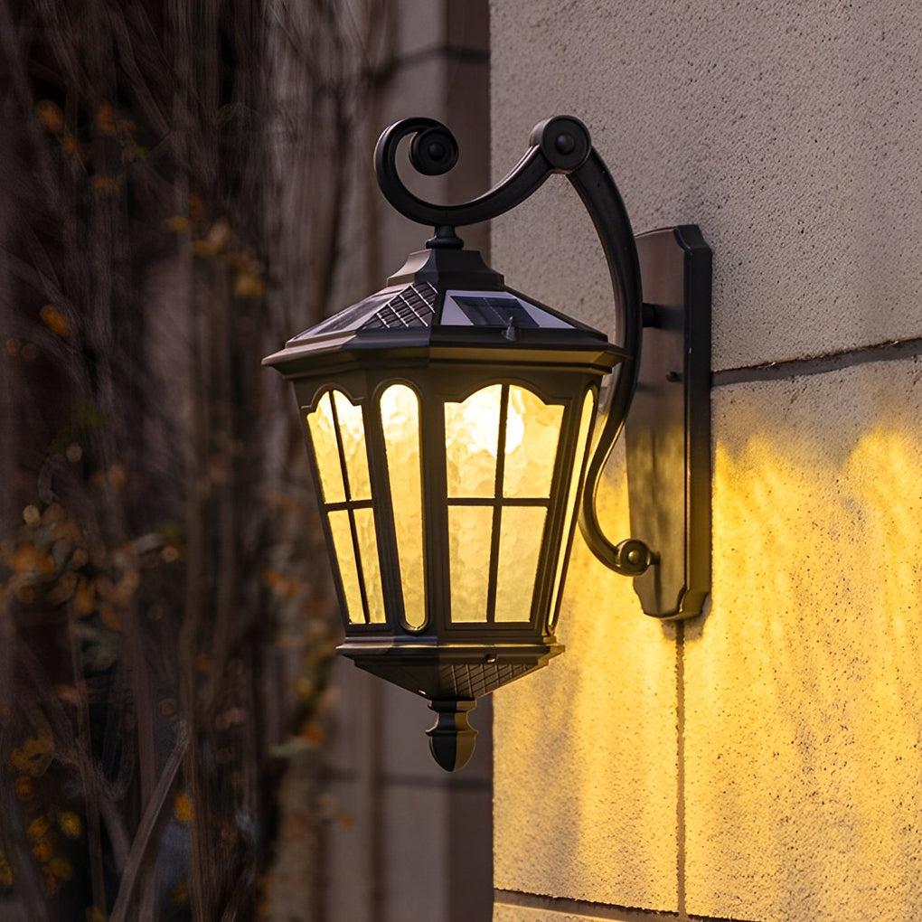 Retro Aluminum Black Vintage Solar Outdoor Wall Light