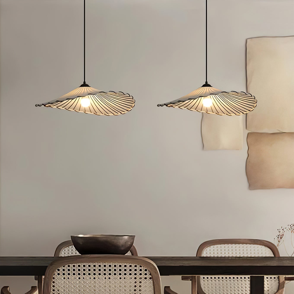 Vintage Lotus Leaf Fabric Pendant Light