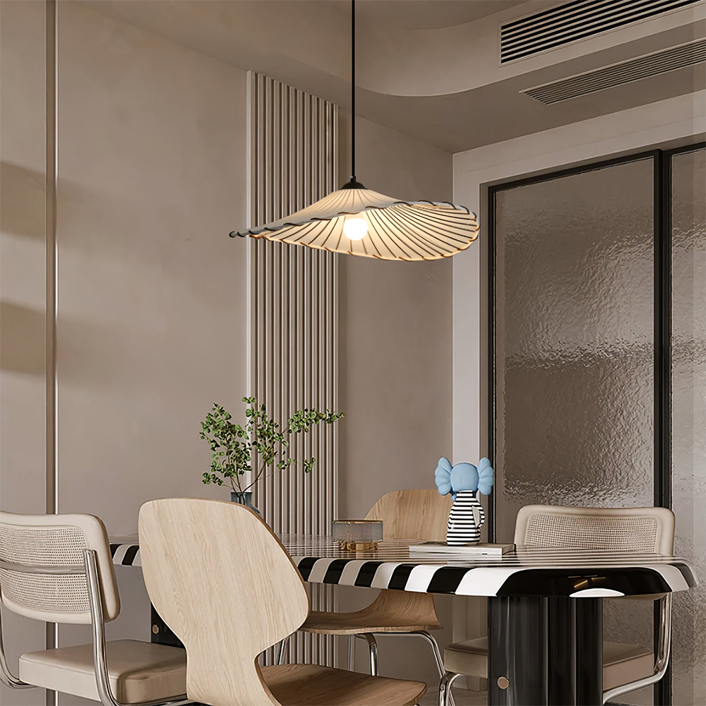 Vintage Lotus Leaf Fabric Pendant Light