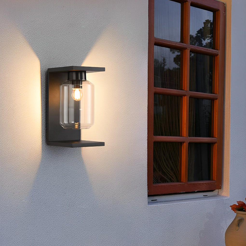 Glass Black Modern Solar Outdoor Wall Light