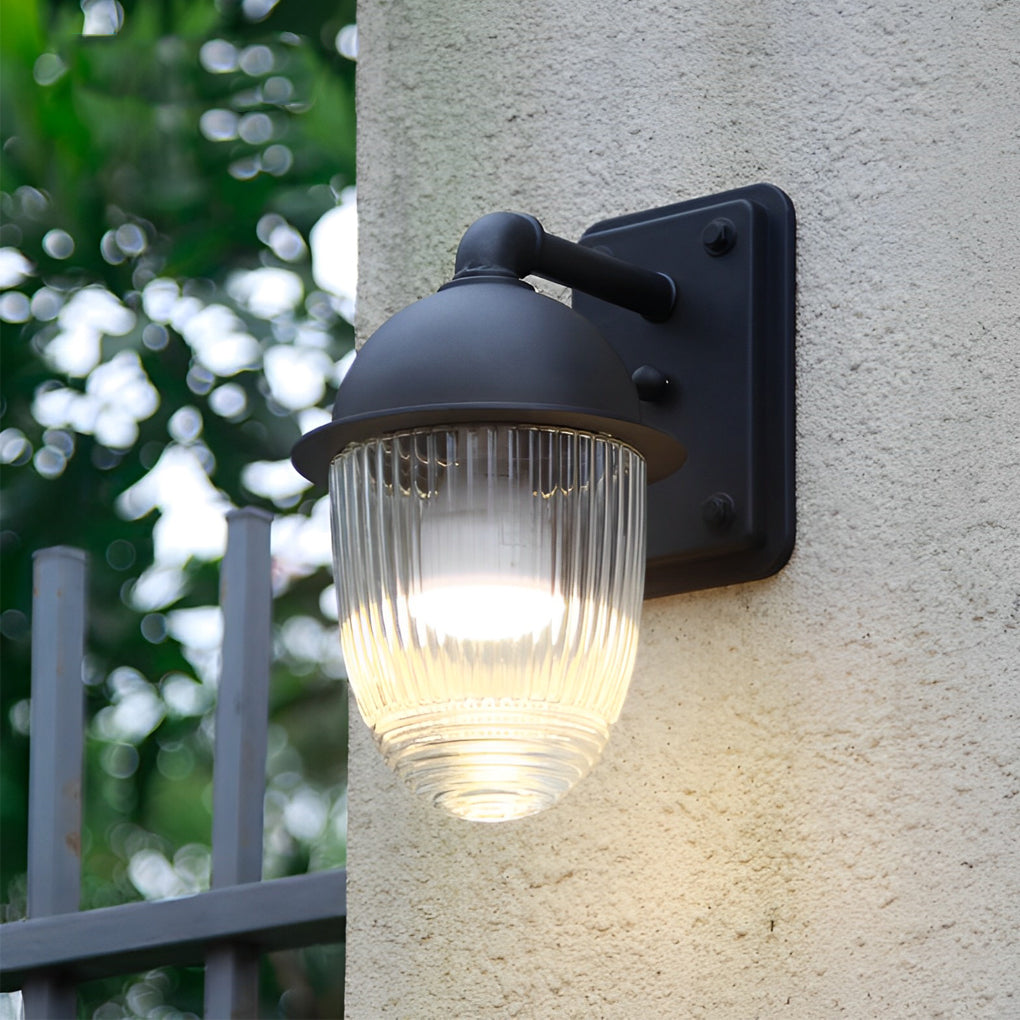 Glass Ball Matte Black Modern Outdoor Wall Light