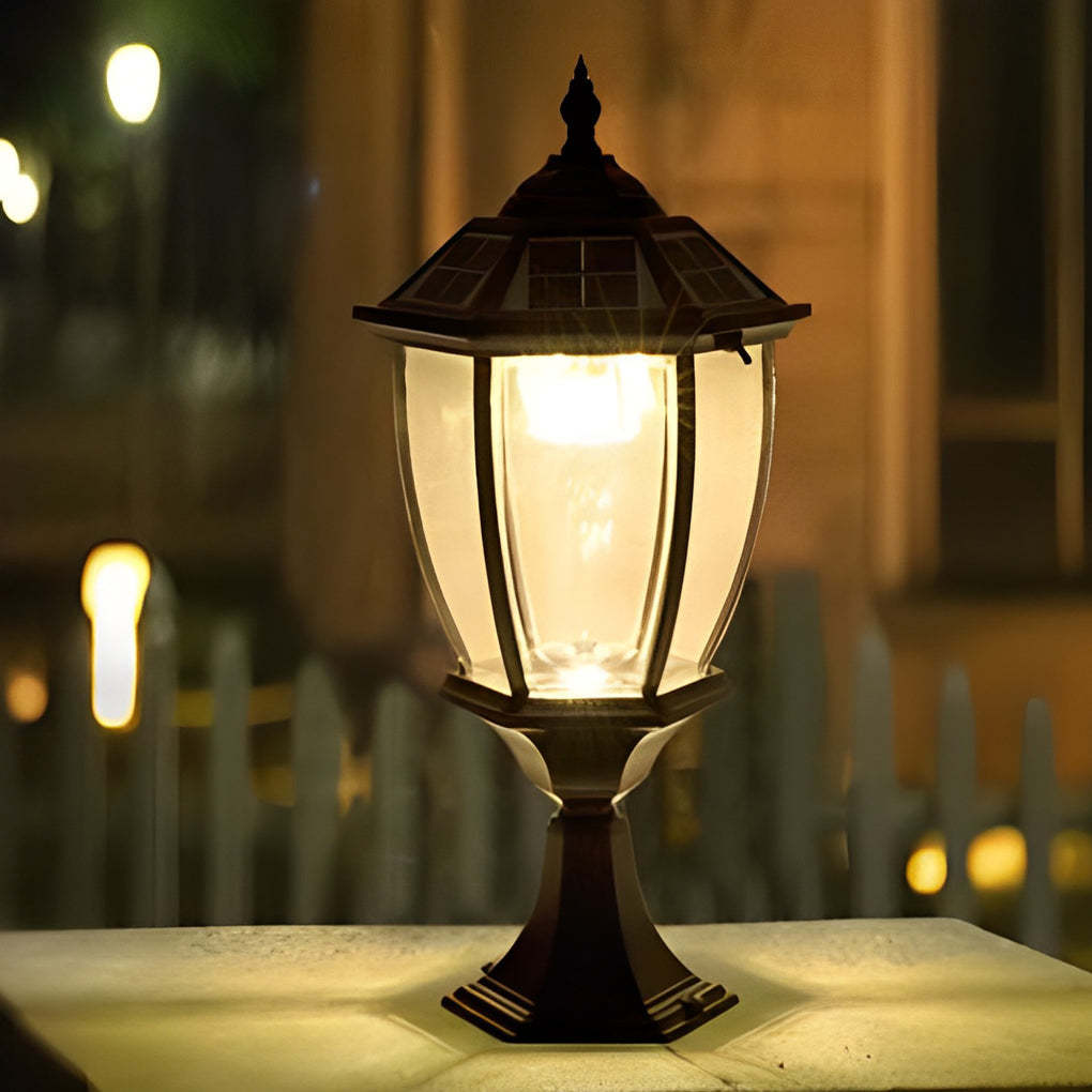 LED Black Vintage Solar Outdoor Fence Post Light — Solar / Post Lamp / 1 Pc
