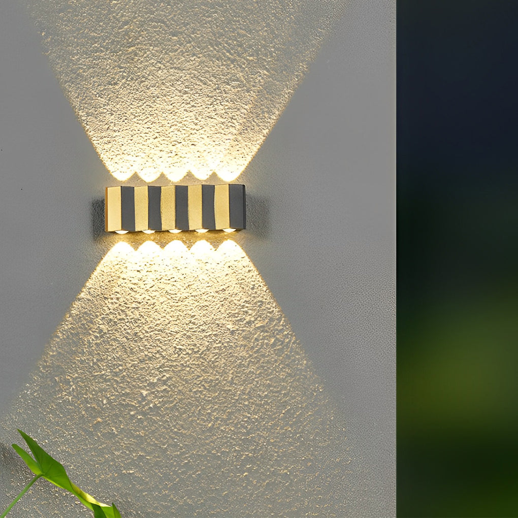 Black & Gold Aluminum LED Outdoor Up Down Wall Light-Lighom