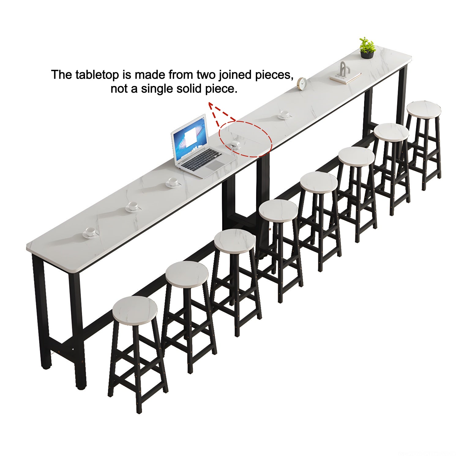 White Wood Steel Long Bar Table with Footrest