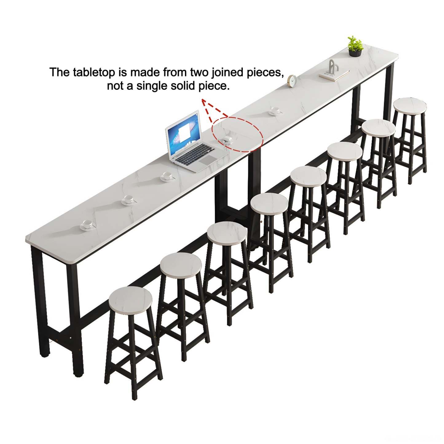 White Wood Steel Long Bar Table with Footrest