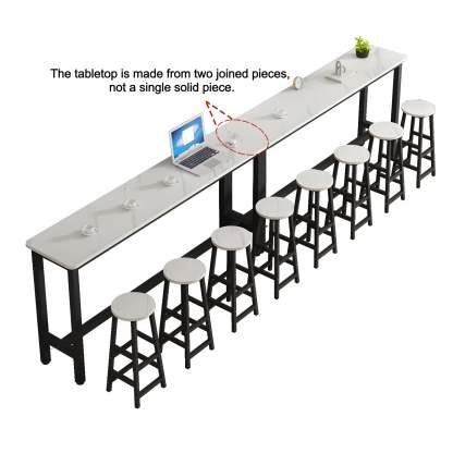 White Wood Steel Long Bar Table with Footrest