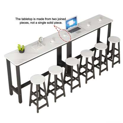 White Wood Steel Long Bar Table with Footrest