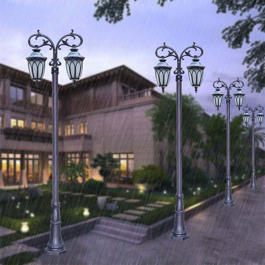 2 Head 118'' Aluminum Waterproof LED Black European Style Street Lights-Lighom