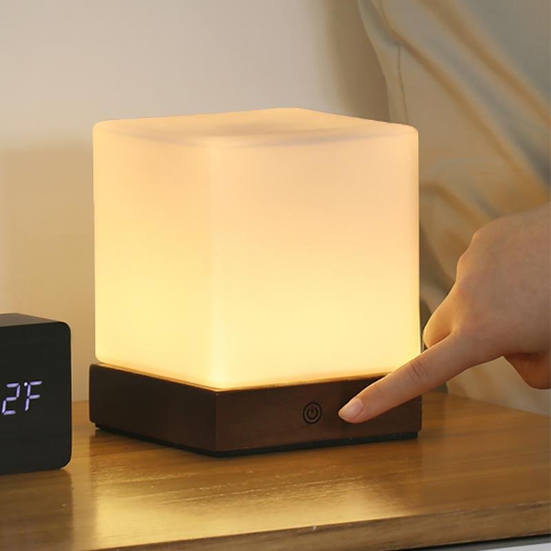 Lighom cube mini synthetic nightstands for hallway — Nut Brown