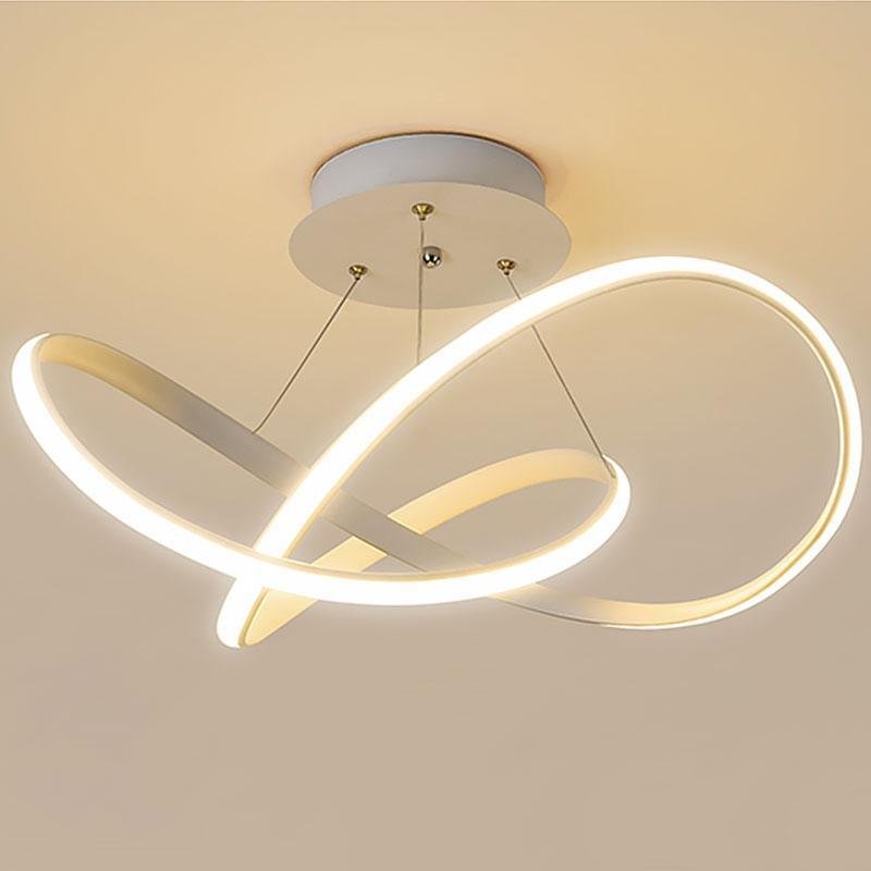 White Flush Mount Ceiling Light Cord Ribbon Adjustable Dimmable Light-Lighom